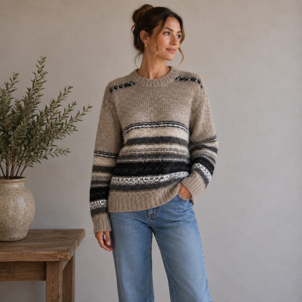 Peruvian Exchange Made in Peru Tan Avril 89% Alpaca Sweater Small